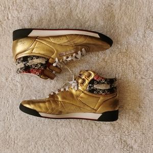 Fashion Reebok Sneakers, Size 10, Gold